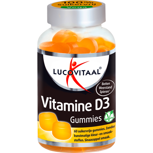Lucovitaal Vitamine D3  Suikervrije Gummies Sinaasappel 60 stuks