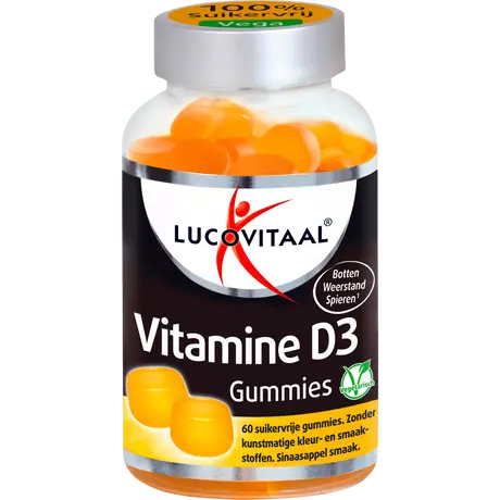 Lucovitaal Vitamine D3  Suikervrije Gummies Sinaasappel 60 stuks