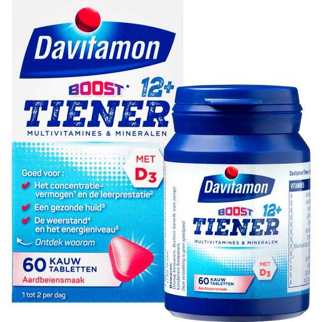 Davitamon Multi Boost 12+ Kauwvitamines Aardbei