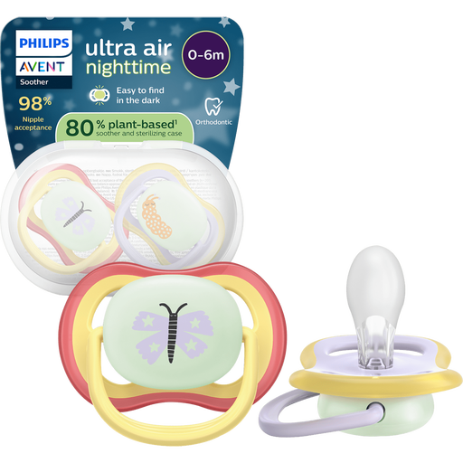 Philips Avent Fopspeen Ultra Air Night 0-6M SCF376/26 2 stuks
