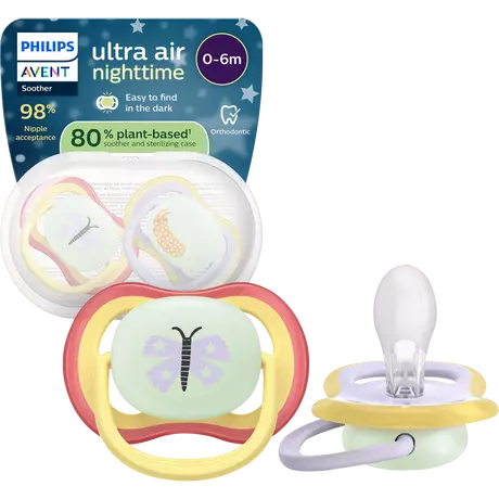 Philips Avent Fopspeen Ultra Air Night 0-6M SCF376/26 2 stuks