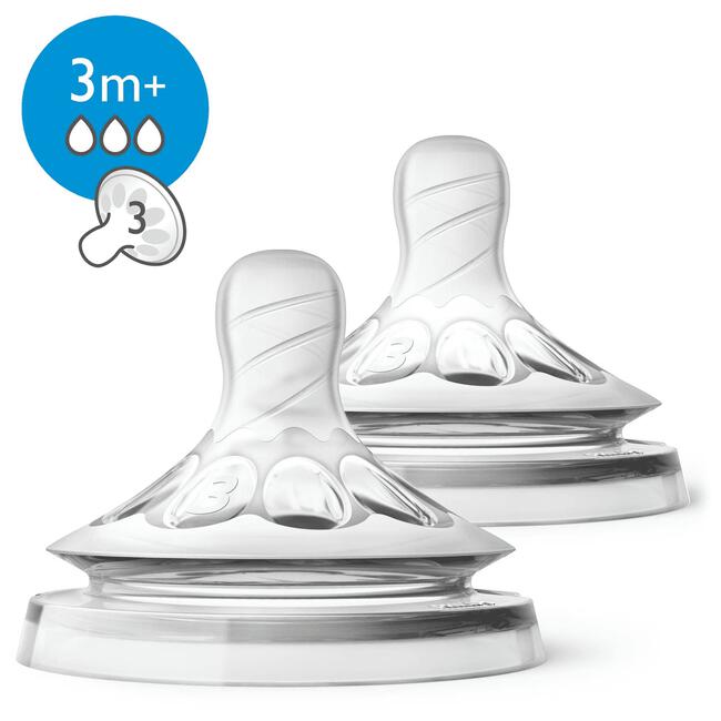 Philips Avent Natural Flesspeen 3 M+ SCF043/27 2 Stuks