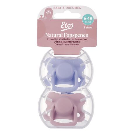 Etos Fopspeen 6M+ roze violet 2 stuks