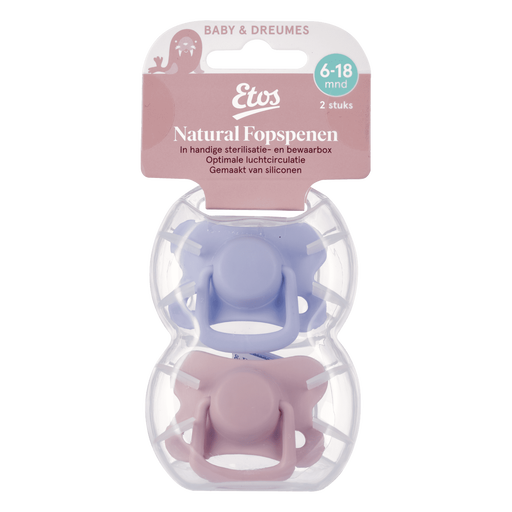 Etos Fopspeen 6-18 Maanden Roze/Violet 2 stuks