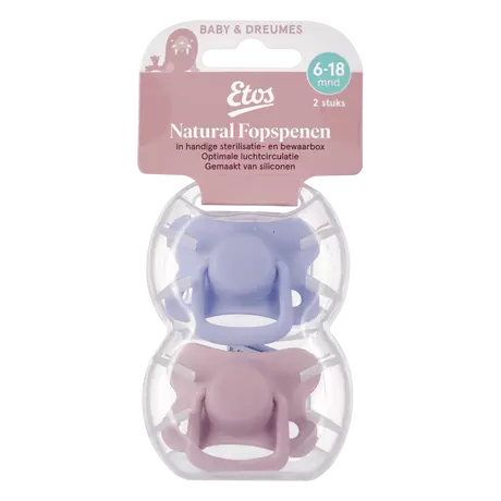 Etos Fopspeen 6-18 Maanden Roze/Violet 2 stuks