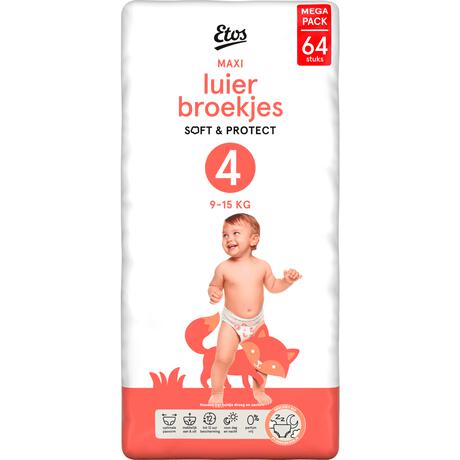 Etos Luierbroekjes Maat 4 Jumbo Pack 64 Stuks