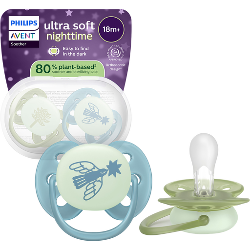 Philips Avent Fopspeen Ultra Soft Nighttime 18M+ SCF094/05 2 stuks