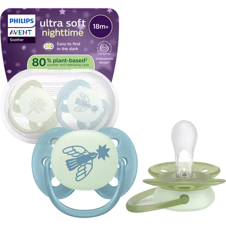 Philips Avent Fopspeen Ultra Soft Nighttime 18M+ SCF094/05 2 stuks