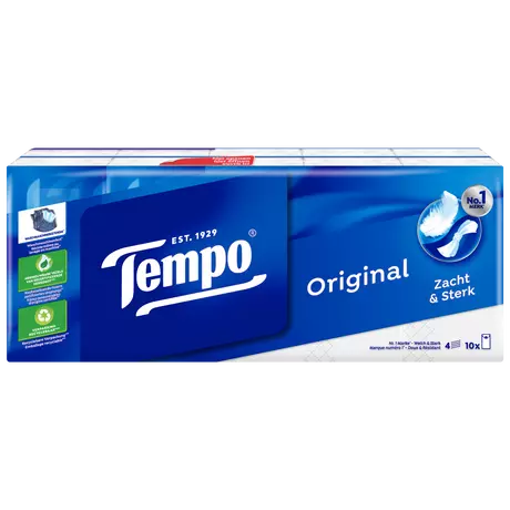 Tempo Regular 4-Laags Zakdoekjes 10x10 stuks