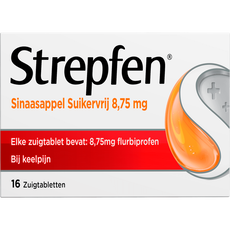 Strepfen Sinaasappel Suikervrij 8,75 mg Zuigtabletten 16 Stuks