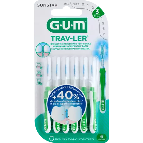 GUM® Trav-Ler Ragers Groen 1,1 mm 6 stuks