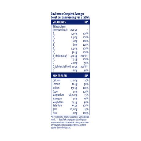 Davitamon Compleet Zwanger met Extra Foliumzuur en Vitamine D3 60 Tabletten