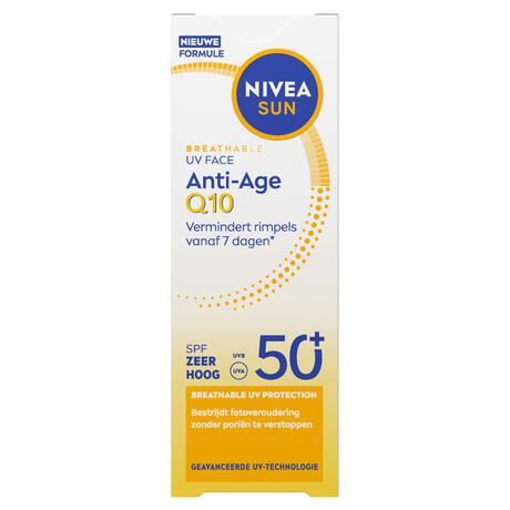 NIVEA SUN Breathable UV Face Anti-Age Q10 Zonnebrand SPF50+ 40 ML