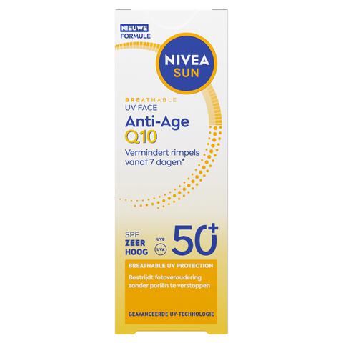 NIVEA SUN Breathable UV Face Anti-Age Q10 Zonnebrand SPF50+ 40 ML