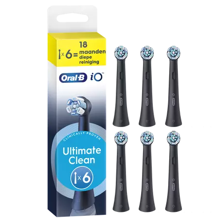 Oral-B iO Ultimate Clean Opzetborstels Zwart 6 Stuks