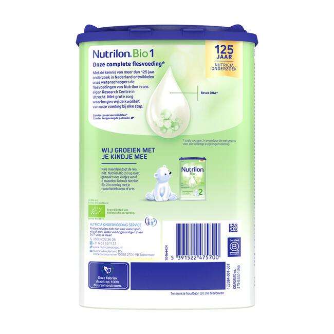Nutrilon Bio 1 Volledige Zuigelingenvoeding 0-6 Maanden 800 GR