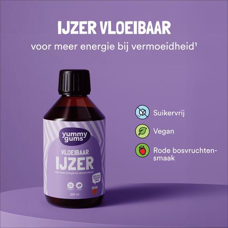 Yummygums Vloeibaar Ijzer - suikervrij - 250ml