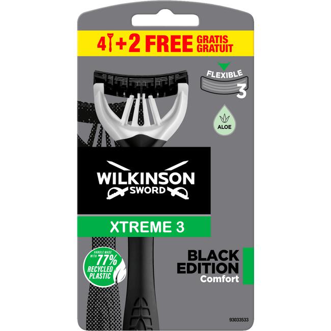Wilkinson Sword Xtreme3 Black Edition Wegwerpmesjes 4+2 gratis