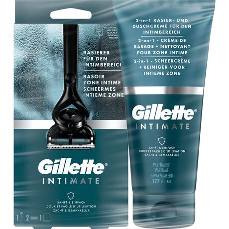 Gillette Intimate Razor 2UP en 2-In-1 Scheercrème + Reiniger Voor Intieme Zone