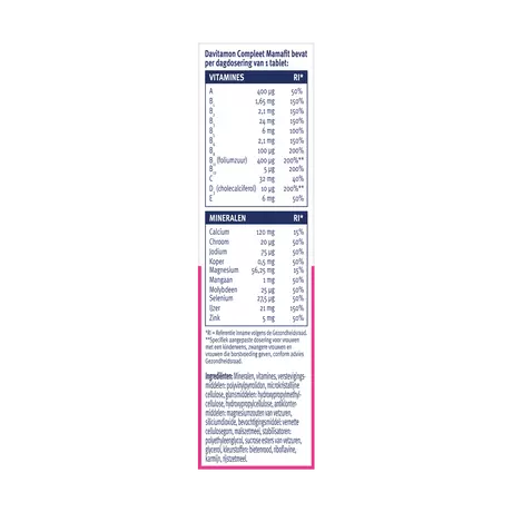 Davitamon Compleet Mamafit na Zwangerschap Tabletten 60 stuks