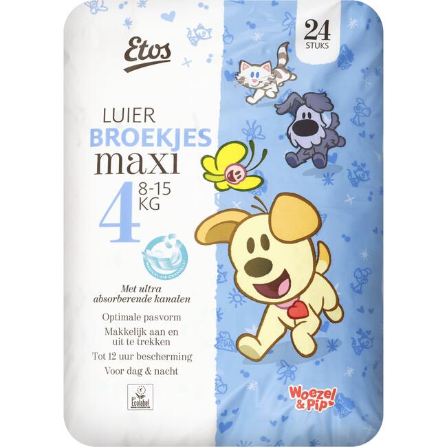 Etos Woezel & Pip Luierbroekjes Maxi Maat 4 8-15 kg 24 stuks