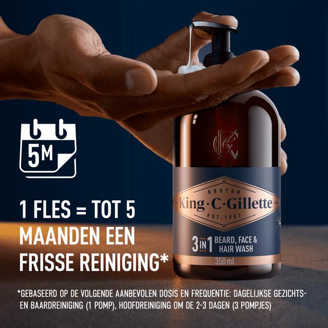 King C. Gillette 3-in-1 Baard En Gezichtsreiniger 350 ML