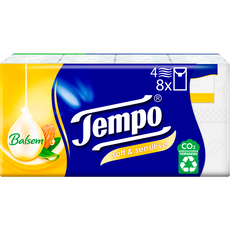 Tempo Plus Sensitive Skin 4-Laags Zakdoekjes 8 pakjes