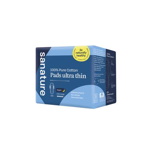 Sanature 100% Katoenen Maandverband Ultra Nacht 10 stuks