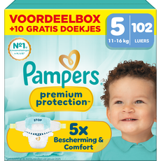 Pampers Premium Protection Voordeelbox Luiers Maat 5 11-16 KG 102 stuks + 10 Pack Billendoekjes