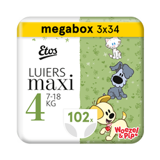 Etos Woezel & Pip Luiers Maxi Megabox Maat 4 7-18 kg 102 stuks