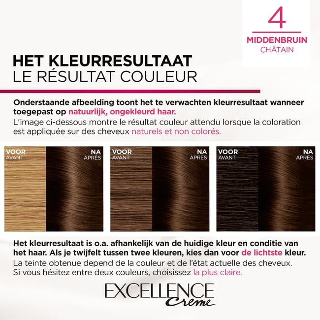 L'Oréal Paris Excellence Crème Verzorgende Crèmekleuring 4 Middenbruin