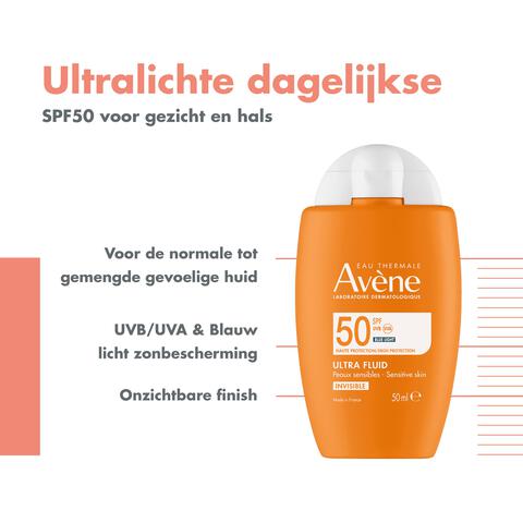 Avène Ultra Fluid Invisible Zonnebrand Gezicht SPF50 50 ML