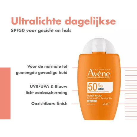 Avène Ultra Fluid Invisible Zonnebrand Gezicht SPF50 50 ML
