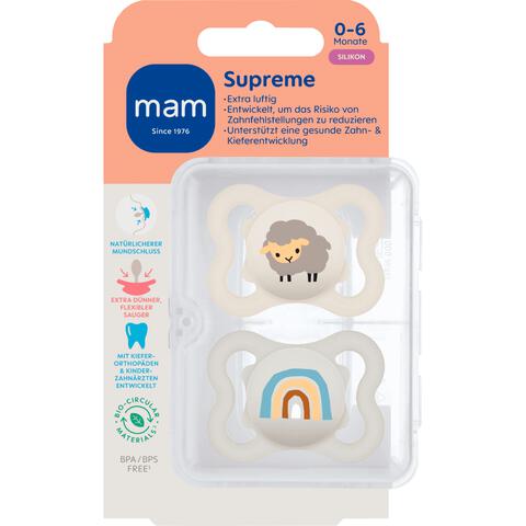 MAM Baby Supreme Fopspenen 0-6 maanden Uni 2 stuks