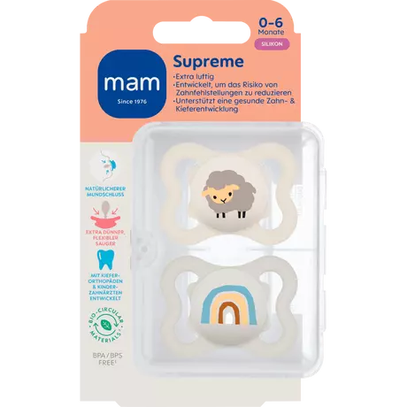 MAM Supreme Fopspenen 0-6 Maanden Beige 2 stuks