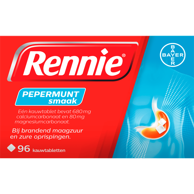rennie pepermunt bij brandend maagzuur 96 kauwtabletten