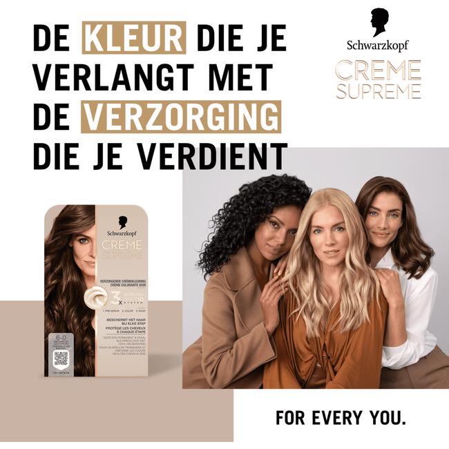Schwarzkopf Creme Supreme Haarkleuring 6-0 Natuurlijk Lichtbruin