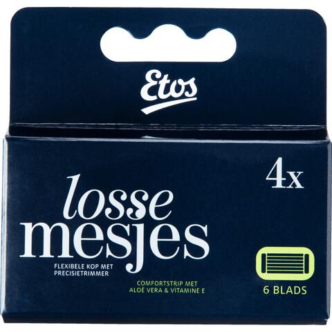 Etos Scheermes Man Navul 6 Blads Zwart 4 stuks