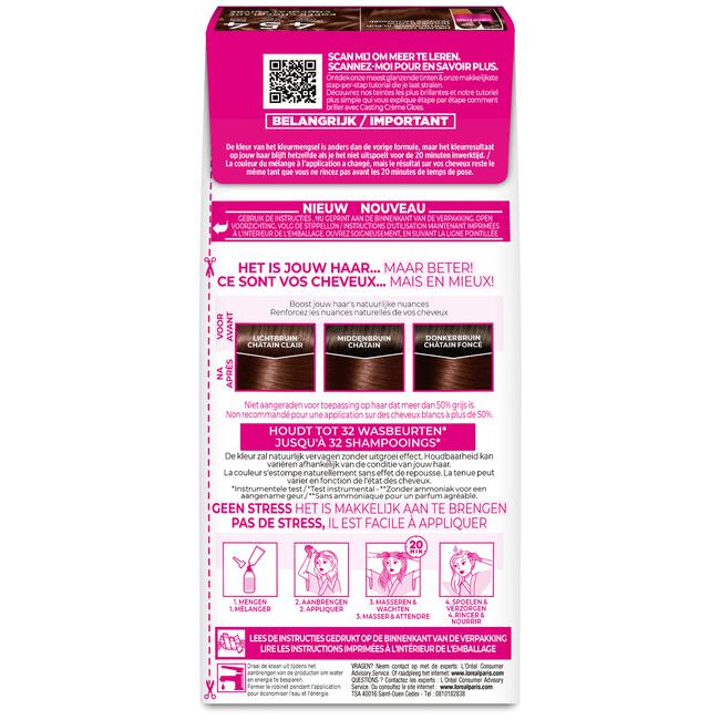 L'Oréal Paris Casting Crème Gloss Haarverf 454 Brownie Mahonie Koperbruin