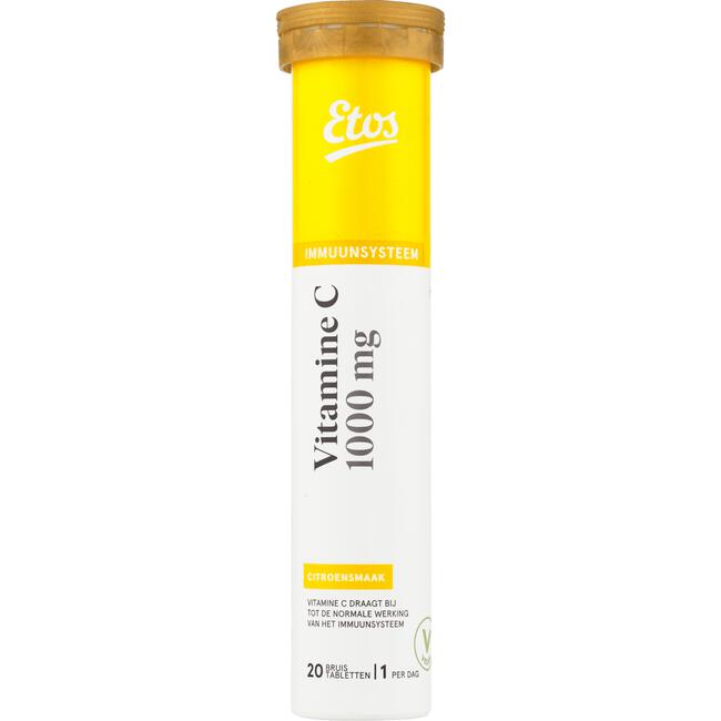 Etos Vitamine C 1000 mg Bruistablet Citroen 20 stuks