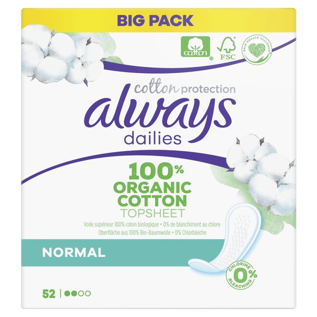 Always Dailies Cotton Protection Inlegkruisjes Normal Big Pack 52 Stuks
