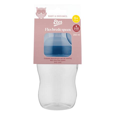 Etos Fles Brede Hals Blauw 250 ML