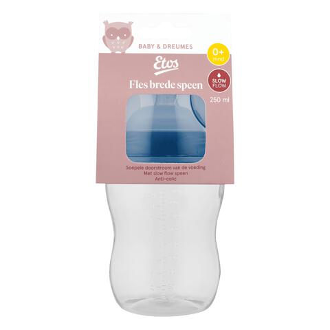 Etos Fles Brede Hals Blauw 250 ML