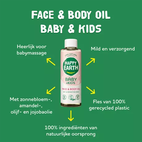 Happy Earth 100% Natuurlijke Baby & Kids Gezicht & Lichaam Olie 150 ML