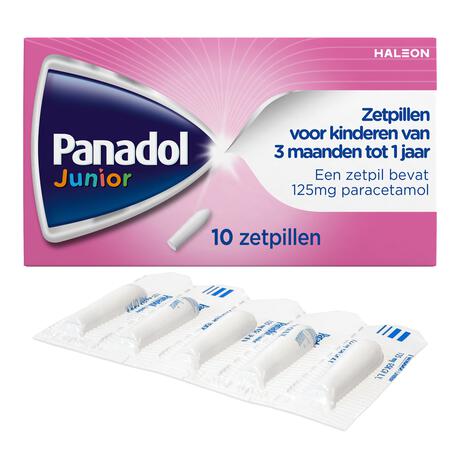 Panadol Junior Zetpil 125 MG Paracetemol van 3 maanden tot 1 jaar 10 stuks