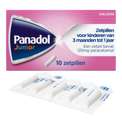 Panadol Junior Zetpil 125 MG Paracetemol van 3 maanden tot 1 jaar 10 stuks