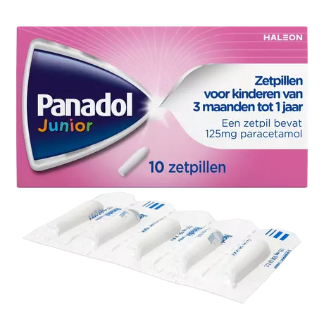 Panadol Junior Zetpil 125 MG Paracetemol van 3 maanden tot 1 jaar 10 stuks