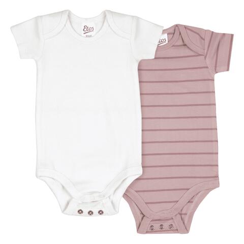 Etos Meegroei Rompertjes Wit/Beige Maat 74/80 Duo pak