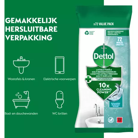 Dettol Antibacteriële Reinigingsdoekjes Oceaanfris 72 stuks