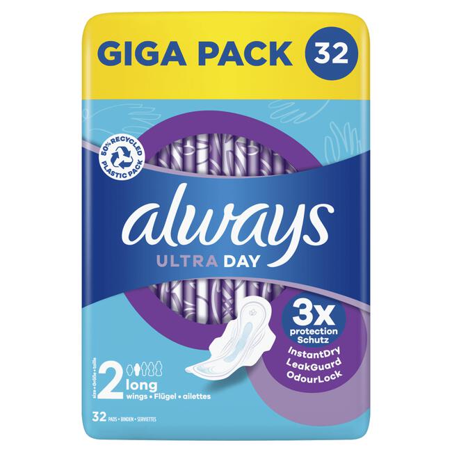 Always Ultra Maandverband Long Met Vleugels 32 Stuks